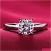 Bagues De Bande Or Blanc Pour Les Femmes Ronde Coupe Zircone Diamant Solitaire Bague De Fiançailles De Mariée Drop Livraison Bijoux Dhaxj