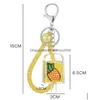 Key Rings Acrylic Quicksand Ring Fruit Ice Cream Oil Liquid Keychain Couple Car Handbag Hangs For Women Student Fashion Jewelry Will Dhkvd