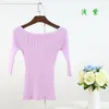 Women's Sweaters Brief Seasons A Word Collar Cashmere Sweater Women Three Quarter Pullovers Basic Knit Hedging Wild Pull Femme