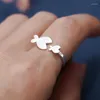 Cluster Rings 925 Sterling Silver For Women Men Cartoon Cute Fish Adjustable Open Ring Engagement Wedding Girls Gift Jewelry