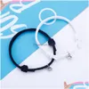 Charm Bracelets 2 pçs / Conjunto Ímã Atrai Casal Pulseira Jóias Corda Elástica Ajustável Presente Amante Para Mulheres Homens Drop Delivery Dh7Sx