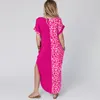 New Shirt Dresses Women Casual Contrast Solid Leopard Summer Maxi T Shirt Dress