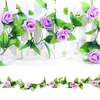 Decorative Flowers Summer Artificial Rose Garland 8 Vine Leaf Ft Party Flower Silk Garlands 1x Wedding Home Garden