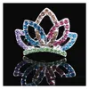 Tiaras Crystal Crown Girls Tiara Comb Shiny Rhinestone Hair Head Wear Daughter Birthday Party Fashion Accessories Will And Sandy Dro Dho4W