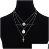 Collane con ciondolo Madonna Croce Collana Sier Catene d'oro Mtilayer Girocollo Gesù Ciondoli Donna Will And Sandy Gift Drop Delivery Jewe Dh8D9