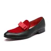 Dress Shoes Fashion Elegant Bowknot Men Wedding Brand Designer Flats Leather Loafers Zapatos Hombre Black Red