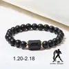 Strand Twelve Zodiac Black Frosted Agate Beaded Bracelet Couple Stretch Buddha Bead Lovers' Fashion Jewelry Gift