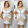 Vêtements ethniques 2023 blanc africain paillettes robe pour femmes élégante dame mariage robes de soirée Sexy Femme fête moulante robe nigérian