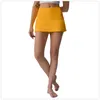 lu Women Sports Yoga Skirts Workout Shorts Zipper Pleated Tennis Golf Skirt Anti Exposure Fitness Short with Pocket 8134