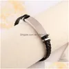 Charm Bracelets Stainless Steel Tag Braid Bracelet Weave Leather Wristband Bangle Cuff Fashion Jewelry 320305 Drop Delivery Dhe5K