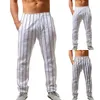 Men's Pants Men's Linen Cotton Striped Slim Fit Jogging Sports Exercise Stretch Beach Vacation Indoor House