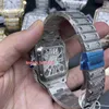 その他の時計メンズの新しいアイスダイヤモンドウォッチスケルトンシールスルーダイヤルウォッチシルバーステンレススチールケースウォッチQuartzムーブメントJ230606