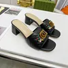 femmes designer sandales talon épais diapositives été sandale chaussures habillées discothèque fête bureau haute qualité en cuir véritable casual pantoufle de plage avec boîte 10A