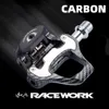Bike Pedals RACEWORK Carbon Fiber Road Bicycle Pedals with Bearings forLOOKKeo and SPD System Locking Ultra-Light Pedals Cycling Parts 230606