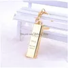 Keychains Lanyards Simation Gold Bars Brick Keychain Keyrings Key Rings Metal Blion Bag Hangs Fashion Jewelry Christams Gift 17053 Dhl6E