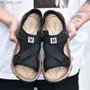 فستان الرجال Cuero Sandales Em Couro Size Para Sandalhas for Plage Beach Slip S Big on Homme Toe Footwear Roman Mandmade L230518