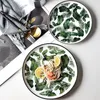 Placas de 8 e 10 polegadas Cerâmica Plato de jantar verde Tabelware Dinnerware Set