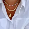 Tour de cou fait à la main en acier inoxydable bijoux étoile coquille perlée pendentif Neklaces pour femmes adolescente Boho été cadeau mode collier