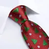 Bow Ties Red Green Christmas Tree Pattern Tryckt Silke For Men Party Neck Tie Pocket Square Cufflinks Set Gift Dibangu