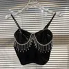 Kobiety damskie Borvemays Diamonds Tassel Tank Tops Sexy Backless Sleveless Solidny kolor 2023 Letnia moda kamizelka WZ3134