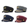 BERETS Fashion Navy Sailor Hat All-Match Män Kvinnor Casual Stylish Uniform Brodery Mönster för strand sommar