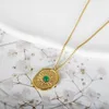 Pendant Necklaces Green Natural Stone Gold Plated Stainless Steel Necklace For Women Men Waterproof Wholesale Fashion Vintage Jewelry Mother