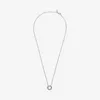 925 Sterling Silber Logo Pave Circle Collier-Halskette für Pandora-Hochzeitsketten, Designer-Schmuck für Frauen, Kristall-Diamant-Herz-Halskette mit Originalverpackung