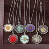 Pendant Necklaces Colorful Eternal Daisy Flower Plant Necklace For Women Boho Round Artificial Dried Choker Clavicle Wedding Party Jewelry