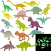 Led Rave Toy 12Pcs Luminous Dinosaur Jurassic Park Party Bag Glow In The Dark Toys For Kids Mini Animals Model Set Juguetes 230605