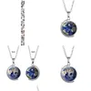 Autres ensembles de bijoux Tai Chi Yinyang Terre Carte Temps Gem Pendentif Collier Verre Double Face Tournant Globe Colliers Chandail Chaîne Pour Dhq5F