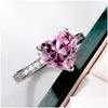 Anelli a grappolo Crystal Heart Zircon Band Finger per le donne Anello in rame Girl Friend Vanlentines Gift Fashion Jewelry Will And Sandy Dro Dhnpw