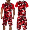 Survêtements Nouvel été T-shirt Shorts Athlétisme Super Large Vêtements Rétro Mode Impression 3D Camo Sportswear Set Hommes P230605