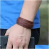 Bangle Black Pu Cuff Bucle buckle mtilayer wrap bricelet wrist and men will will and sandy fashion Jewelry Drop Drop Dr.