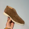 LP Piana Open Walk Suede Zapatos de zapatilla de cuero para mujeres Hombres altos Slip On Casual Walking Flats Boot de tobillo clásico Diseñador de lujo Diseño plano de fábrica de fábrica