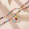 Choker Fashion Y2K Colorful Rice Beads Butterfly Necklace For Women Girls Boho Flower Pendant Clavicle Chain Jewelry Gift Collar