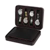 8 Slot Draagbare Zwarte Koolstofvezel PU Lederen Horloge Rits opbergtas Reizen Sieraden Horloge Doos Zak Gepersonaliseerde Luxe Gift232R