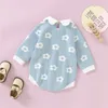 Jumpsuits 0-18 meter newborn baby girl floral knitted with long sleeve button warm autumn spring children's clothing jumpsuit G220606