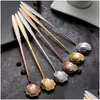 Spoons Stainless Steel Flower Heart Long Handle Cocktail Stirring Spoon Ice Cream Coffee Home Bar Flatware Tools Drop Ship Delivery Dhiwb