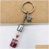 Keychains Lanyards Wishing Bottle Eternal Flower Keychain Student Pendant Backpack Car Key Accessories Couple Gift Drop Delivery Fa Dh6Dp