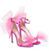 結婚式の靴-Aveline Bow-Embellished Sandals Shoes azia strappy women high heels