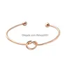 Bangle Knot Heart Bracelet Open Adjustable Bracelets Cuff Women Fashion Jewelry Gold Will And Sandy Drop Delivery Dhjuv