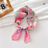 Scarves Striped Floral Print Small Square Scarf Neckerchief Cotton Linen Office Lady Neck Hair Tie Band Shawls