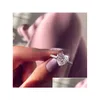Cluster Ringen Kubieke Zirkoon Hart Ring Diamond Crystal Engagement Bruiloft Vrouwen Mode-sieraden Zal En Sandy Gift Drop Levering Dh95G