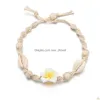 Anklets New Fashion Bohemian Flower Shell Hand Woven Beach Food Chains For Women Jewelry Will And Sandy Gift Drop Delivery Dhpkl