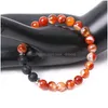 Perlé 7 Chakra Pierre Bracelet Brins Rayé Rouge Agate Lotus Charme Tête De Bouddha Volcanique Bracelets Bracelet Pour Femmes Hommes Mode Dhptw