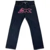 Mens Jeans Y2K Hip Hop Dog Stampa grafica Pantaloni larghi neri Donna Uomo Harajuku Punk Rock Gothic Pantaloni larghi Streetwear 230606