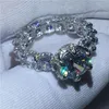 Vecalon Vintage Flower Promise Ring 925 Серебряное серебро ааааа Сона CZ Заявление обручальные кольца для женских свадебных ювелирных украшений