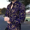メンズカジュアルシャツ男のためのバロック3D長袖ソーシャルシャツvネック特大トップカスタマイズ可能なグラフィックス