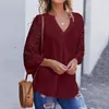 Women's T Shirts 3/4 Sleeve Sexy Hollow Out Tunic Tops Celmia Summer Women White Blouse V Neck Lace Casual Loose Solid Office Blusas S-5XL