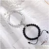 Kościa 2PCS Kreatywny magnes Przyciągnij parę urok Braceletów Dobre przyjaciele kochanek 8 mm naturalny kamień koraliki ręcznie robione lina wo dhycz